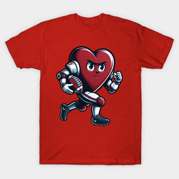 Valentine's Day Heart Football Player T-Shirt by E